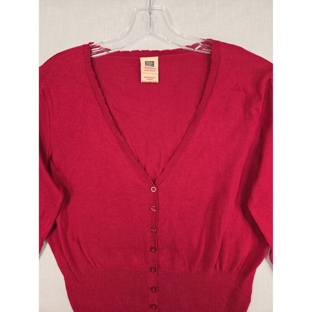 Vintage Faded Glory Y2K Cardigan Sweater Womens XL Lightweight Cranberry Button - Picture 3 of 11